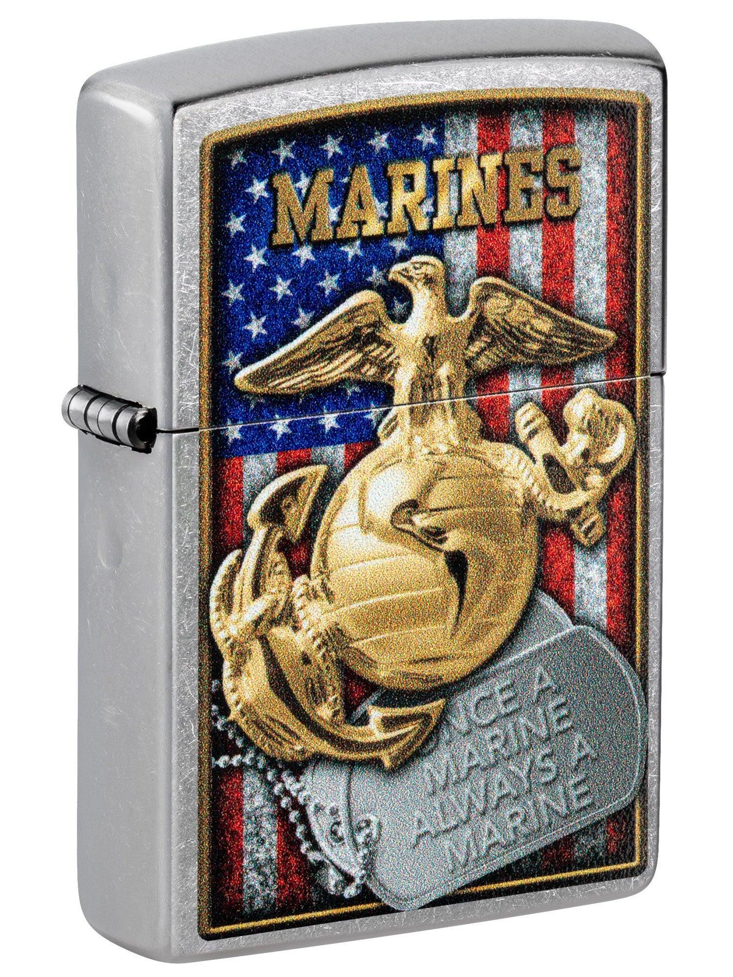 Zippo Lighter: USMC Marines, Once a Marine Always a Marine - Street Chrome 81538