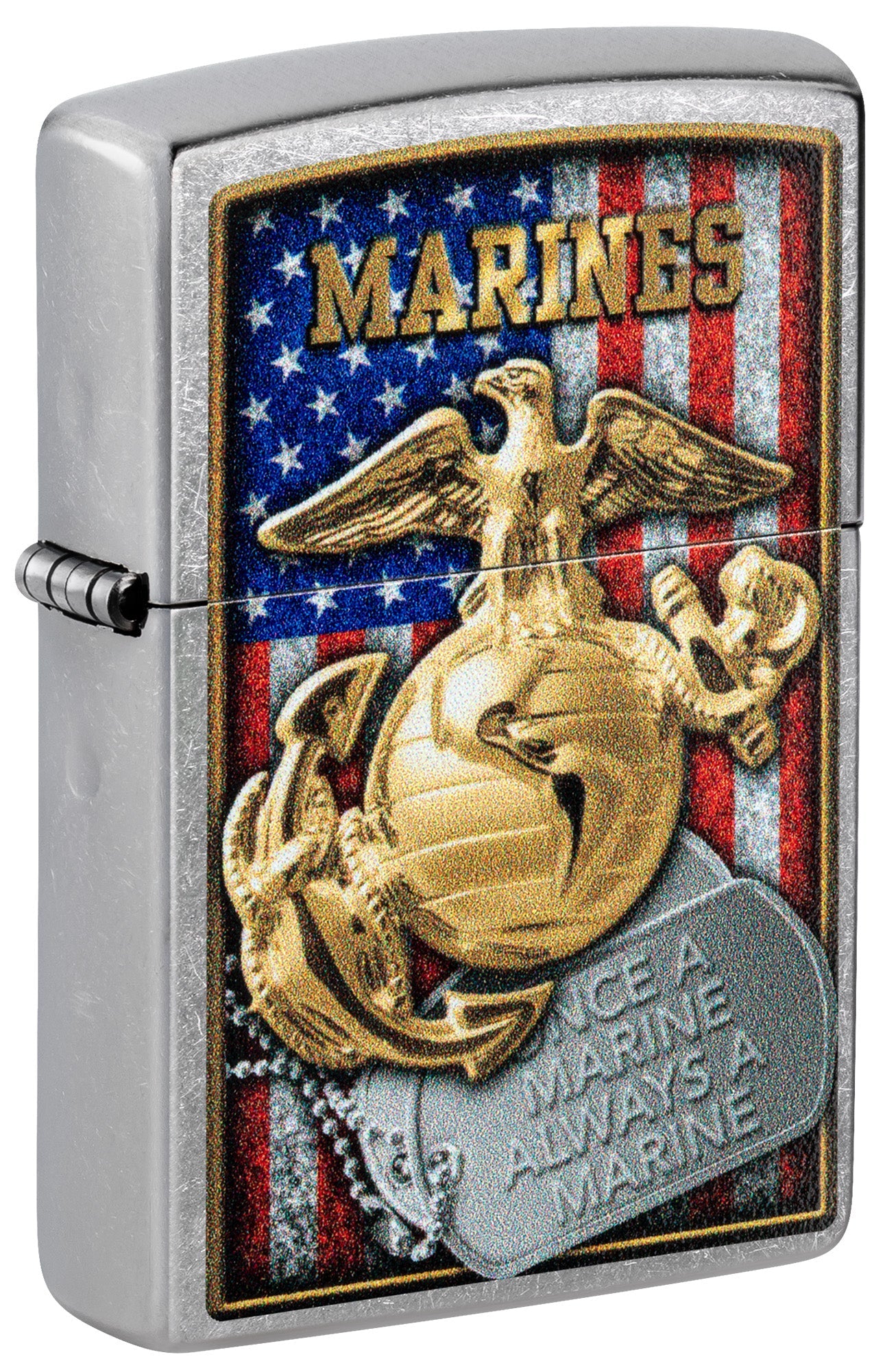Zippo Lighter: USMC Marines, Once a Marine Always a Marine - Street Chrome 81538