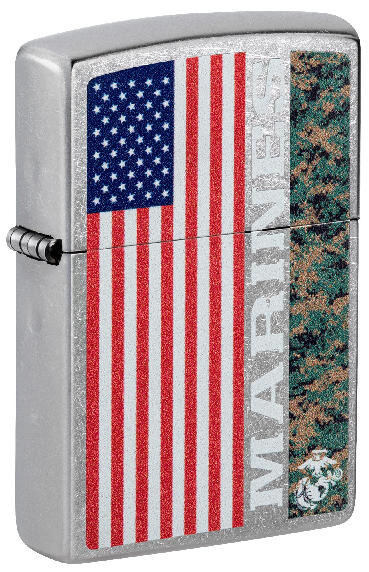 Zippo Lighter: USMC Marines with Flag - Street Chrome 81540
