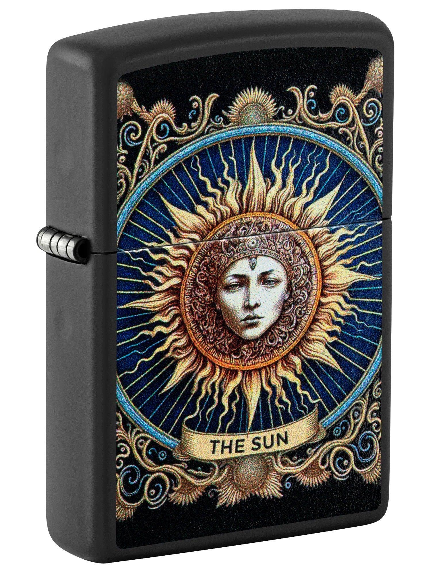 Zippo Lighter: The Sun Tarot Card - Black Matte 81573