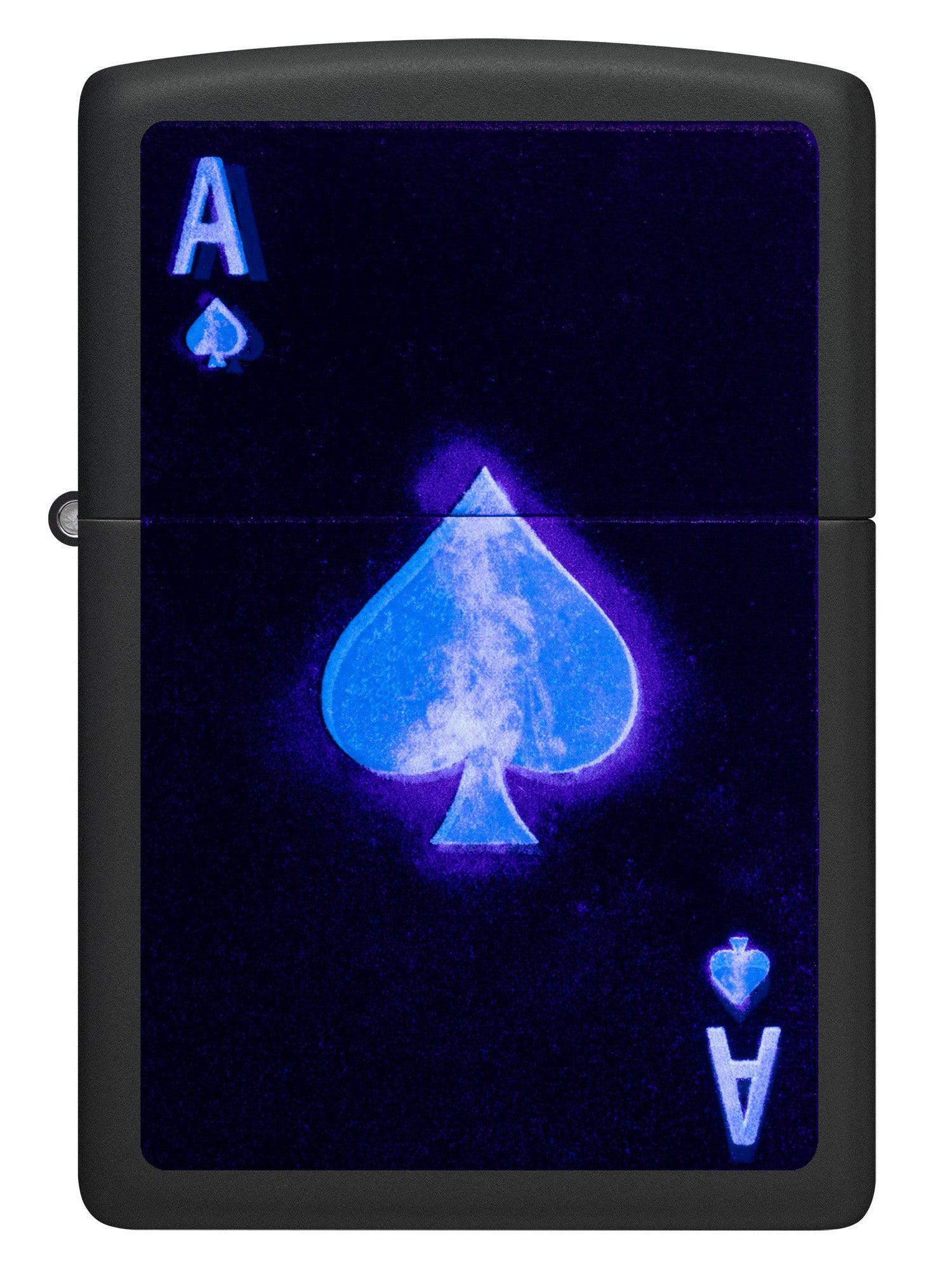 Zippo Lighter: Ace of Spades, Blacklight - Black Matte 81576