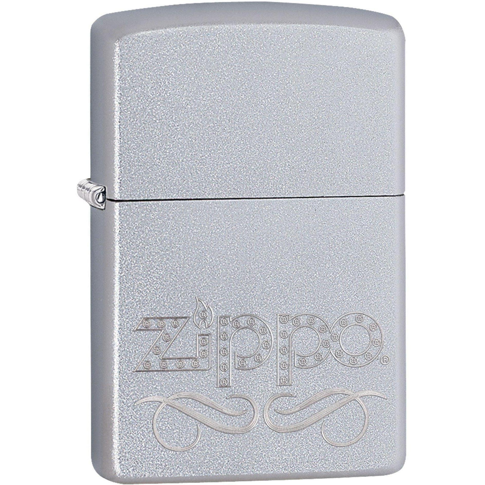 Zippo Lighter: Zippo Scroll - Satin Chrome 81589 – Lucas Lighters