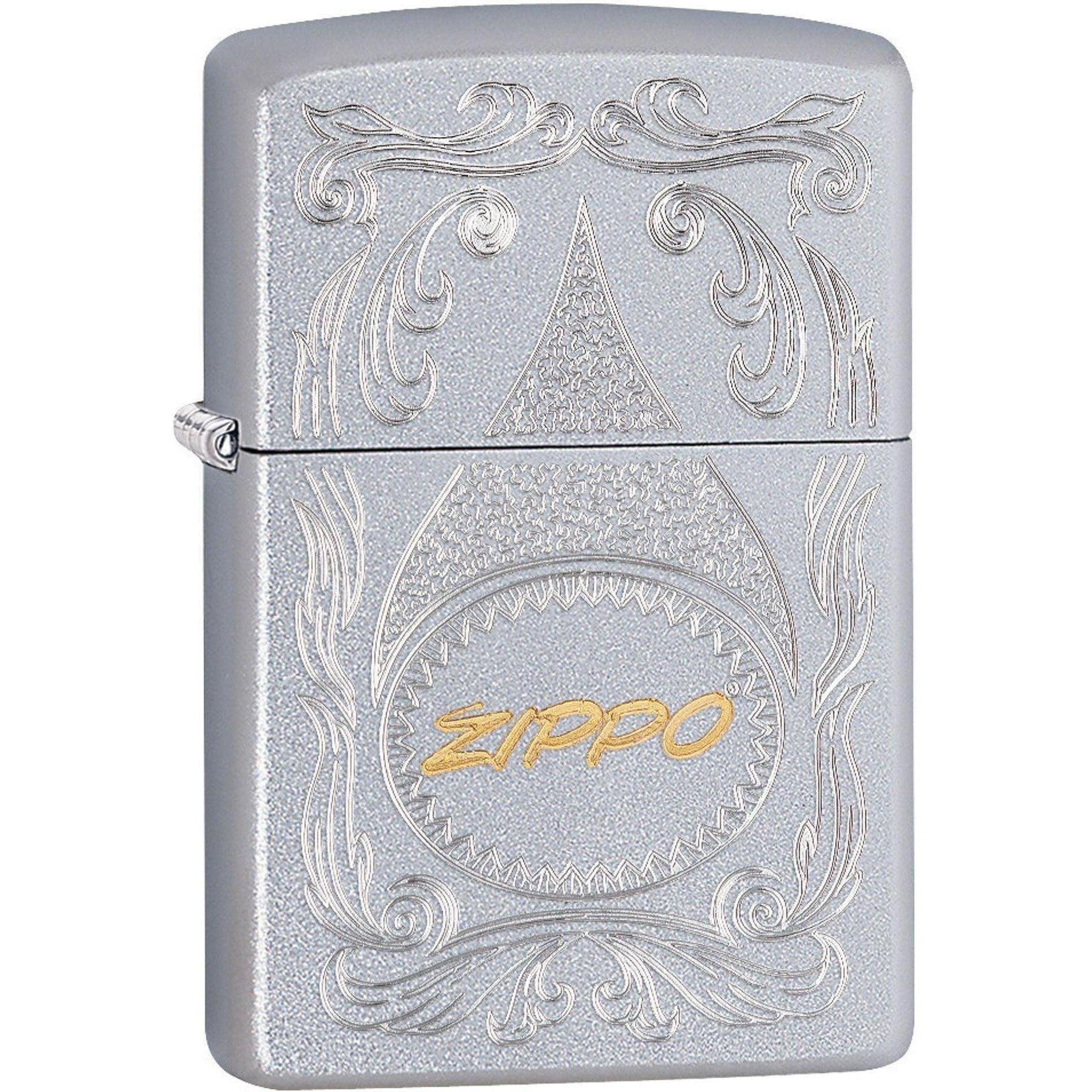 Zippo Lighter: Engraved Fuel Drop - Satin Chrome 81607 – Lucas Lighters