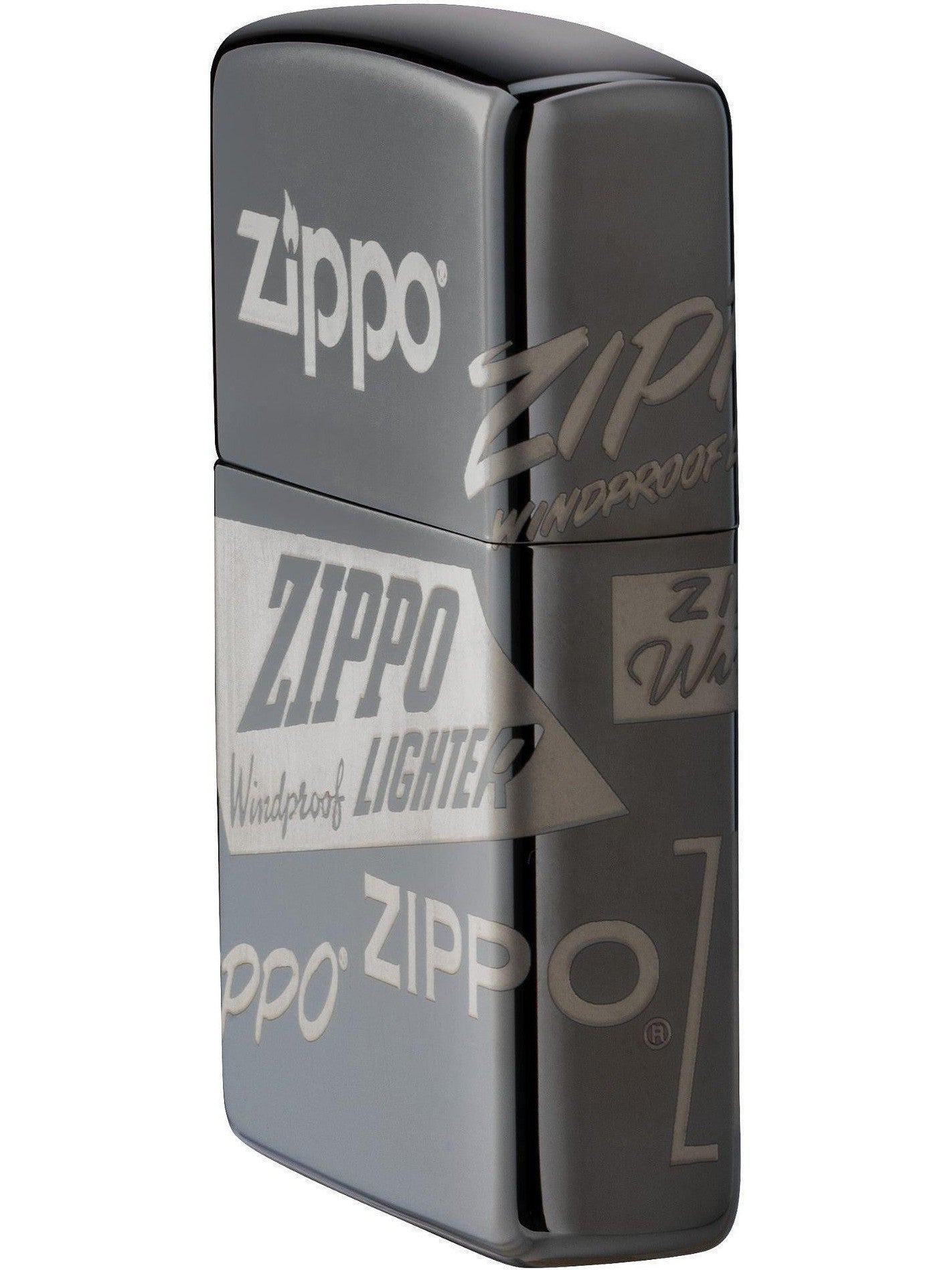 Zippo Lighter: Logo Design, 360 Laser - Black Ice 81616