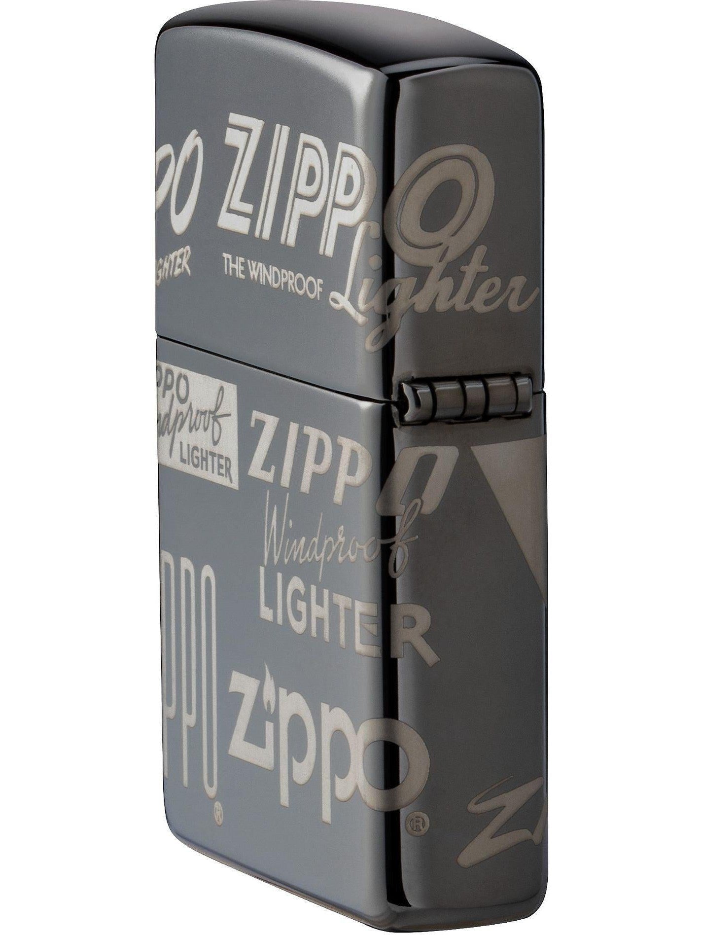 Zippo Lighter: Logo Design, 360 Laser - Black Ice 81616