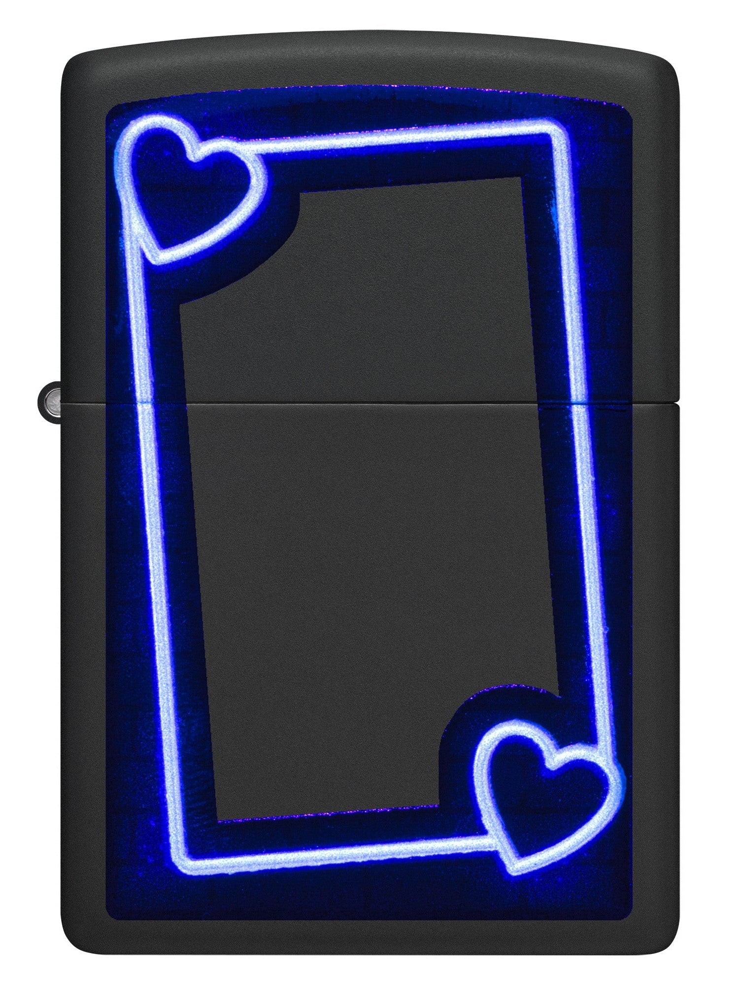 Zippo Lighter: Neon Frame with Hearts, Blacklight - Black Matte 81646