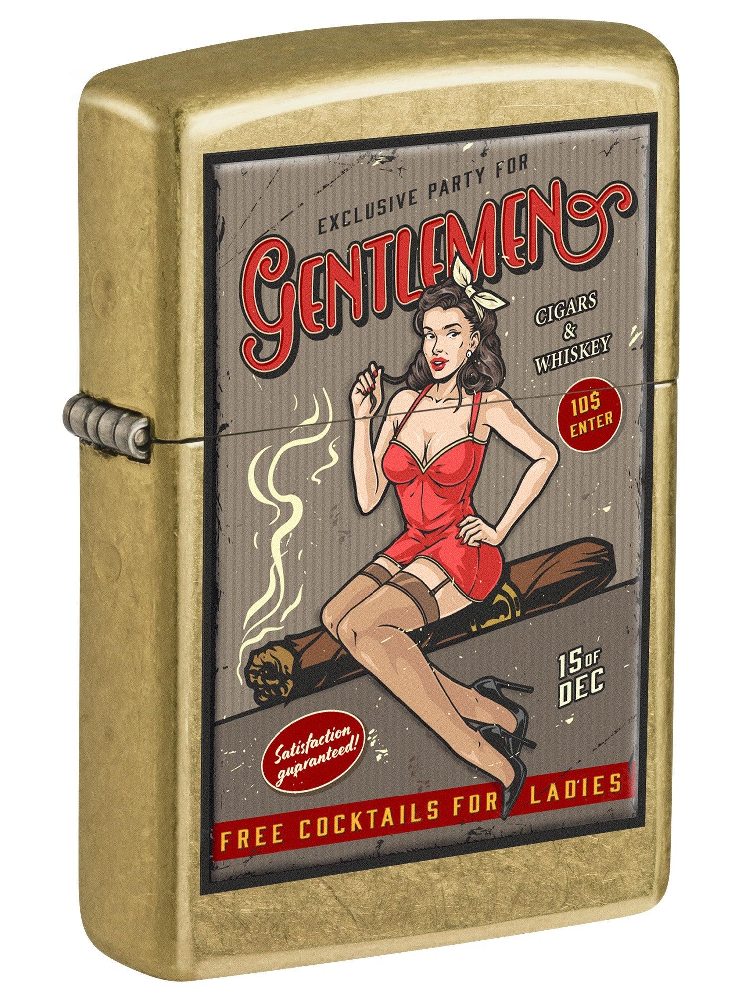 Zippo Lighter: Whiskey and Cigars Party, Pin-up Girl - Street Brass 81675