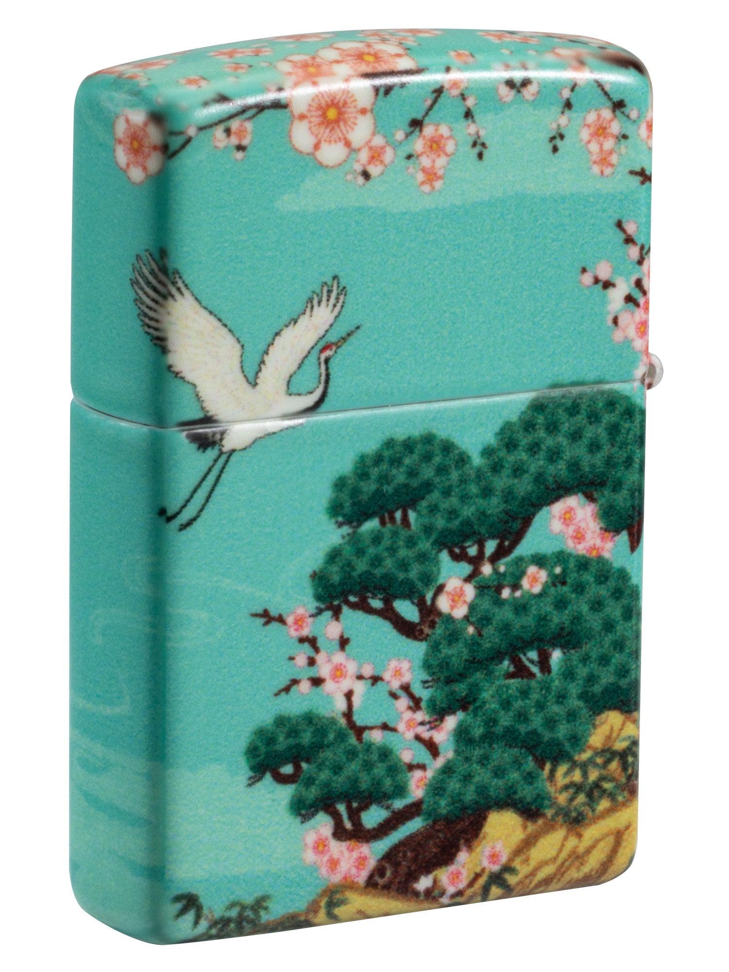 Zippo Lighter: Asian Crane Birds, Glow-in-the-Dark - 540 Color