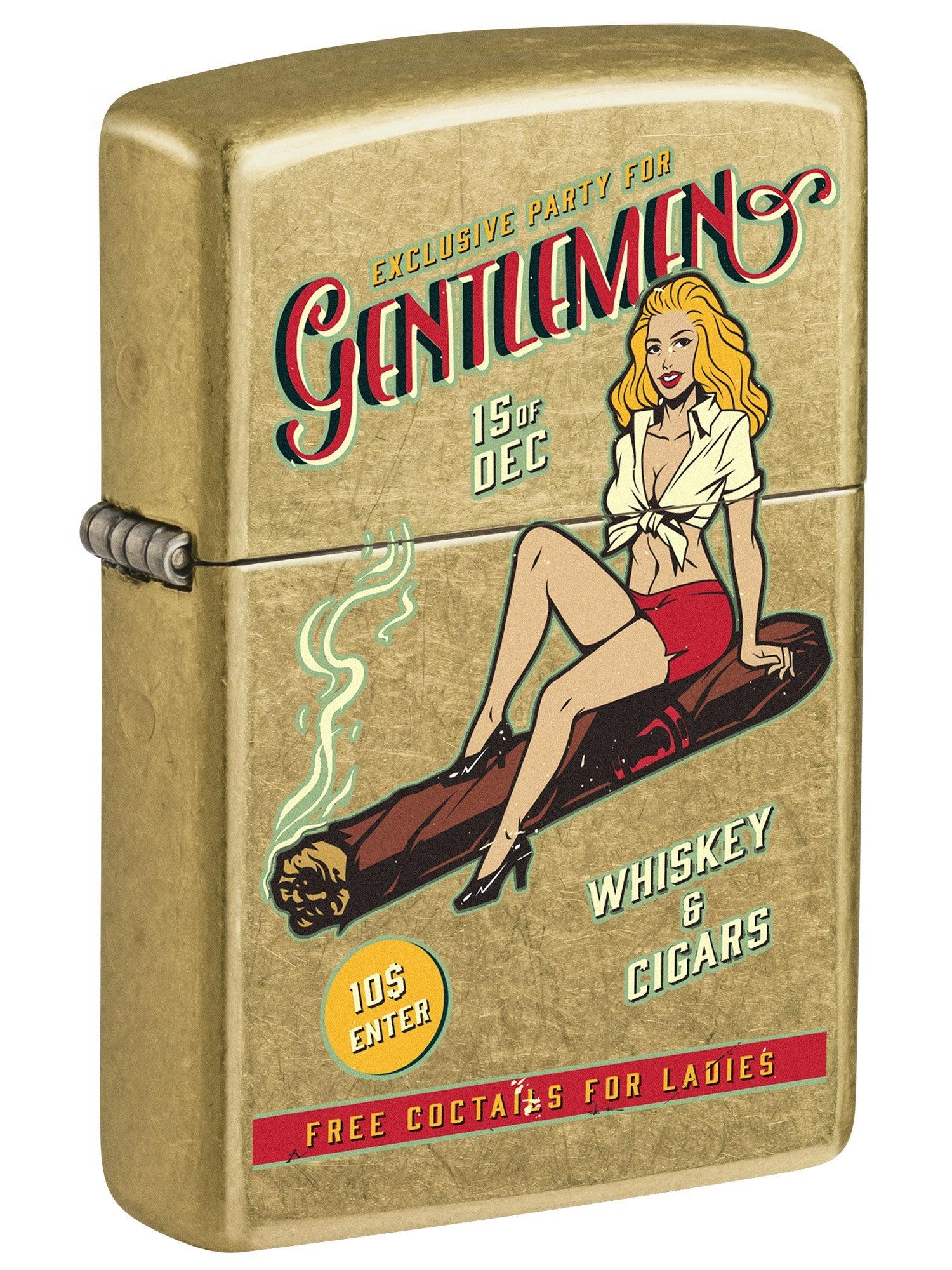 Zippo Lighter: Whiskey and Cigars Party, Pin-up Girl - Street Brass 81693