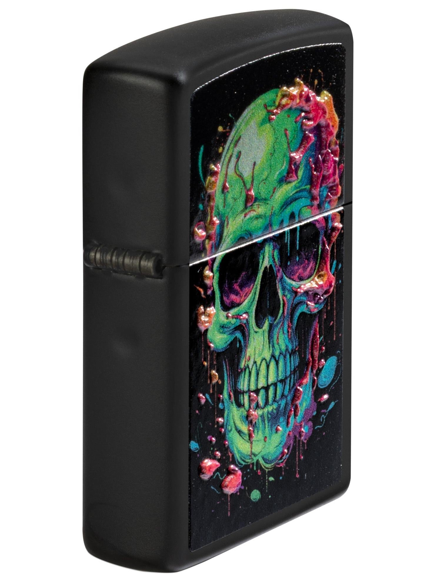 Zippo Lighter: Oozing Green Skull, Texture - Black Matte 81705