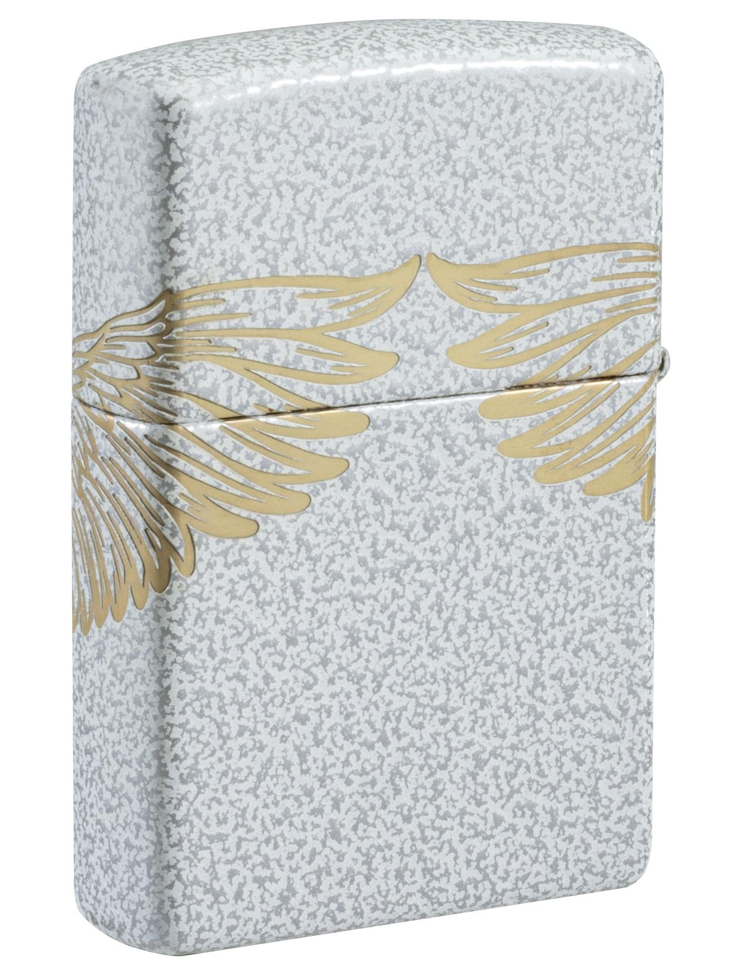Zippo Lighter: Cross and Wings, 360 Laser Engraved - Glacier 81714