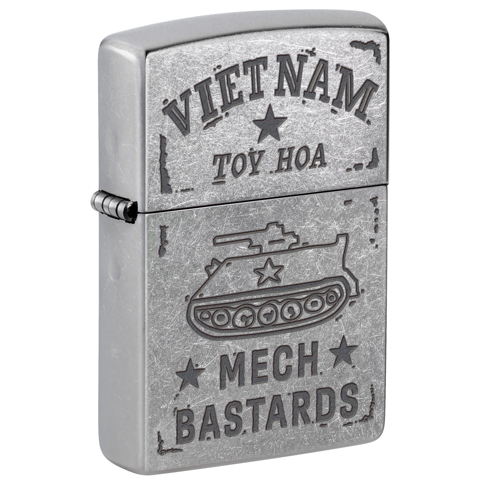 Zippo Lighter: Vietnam War Trench Art, Tank - Street Chrome 81833