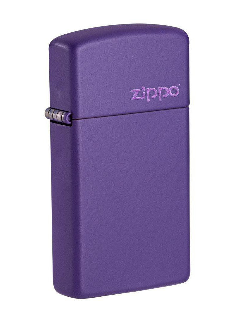 Zippo Lighter: Slim, Zippo Logo - Purple Matte 1637ZL