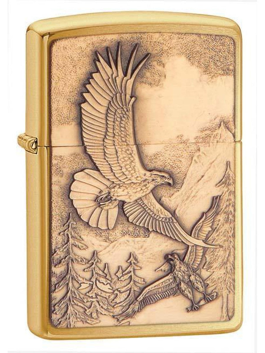 Zippo Lighter: Where Eagles Dare Emblem - Brushed Brass 20854 (1975497556083)