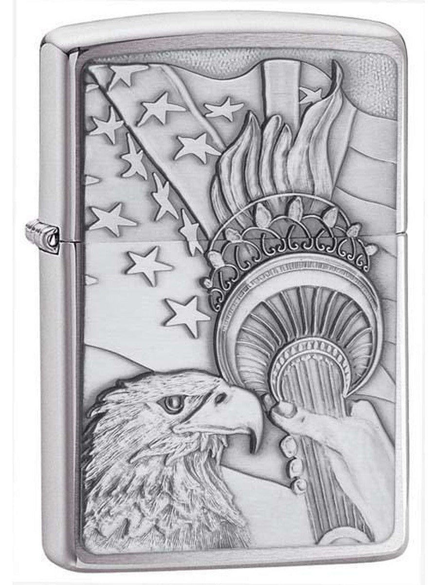 Zippo Lighter: Something Patriotic Emblem - Brushed Chrome 20895 (1975497621619)