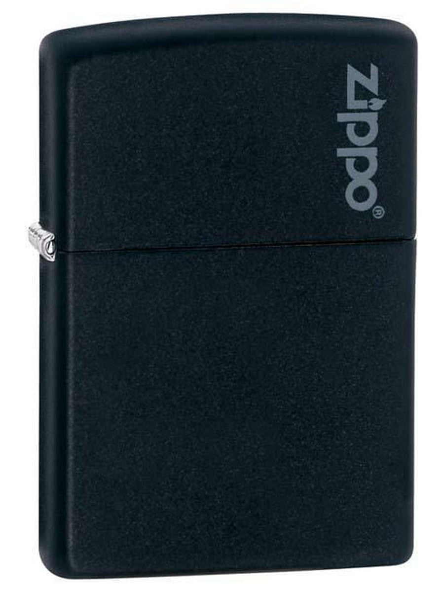 Zippo Lighter: Zippo Logo - Black Matte 218ZL (1975637082227)