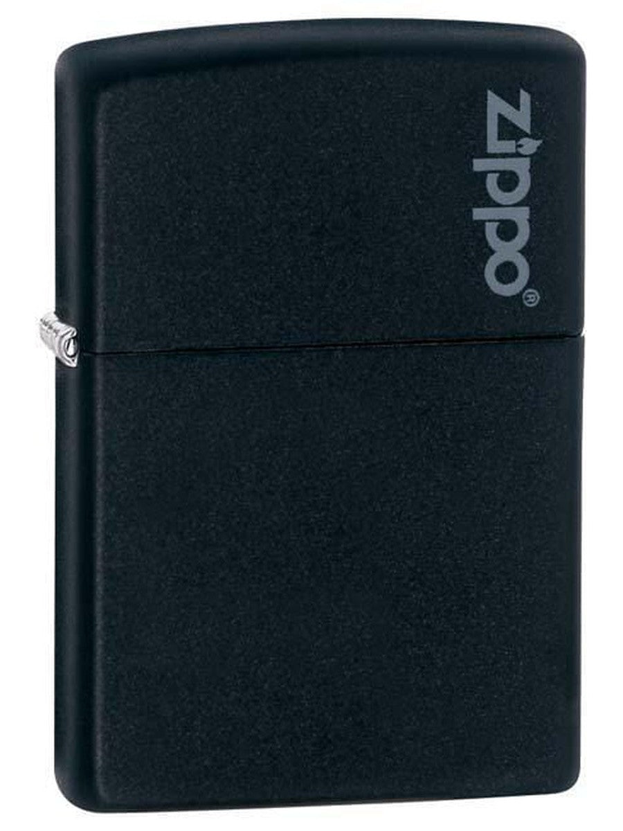 Zippo Lighter: Zippo Logo - Black Matte 218ZL (1975637082227)