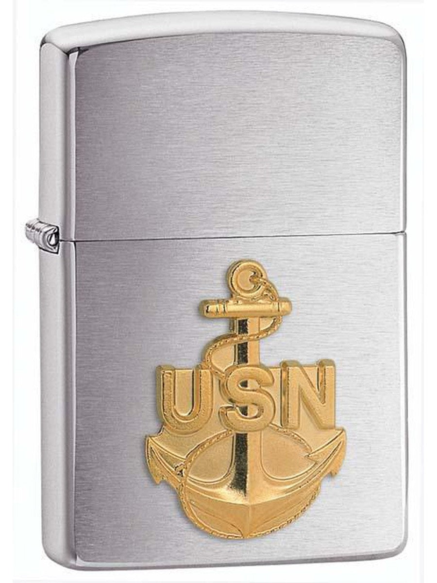 Zippo Lighter: Navy Anchor Emblem - Brushed Chrome 280ANC (1975638589555)