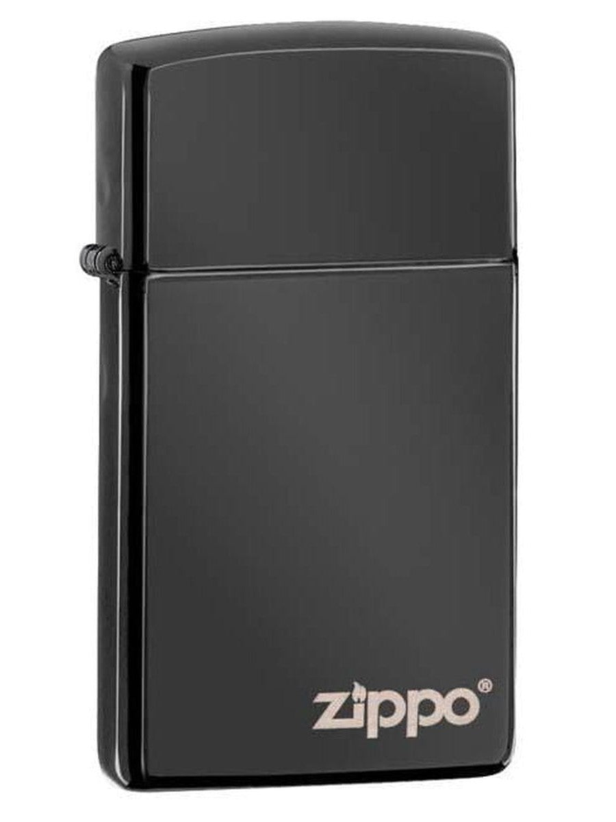Zippo Lighter: Slim with Zippo Logo - Ebony 28123ZL (1975638786163)