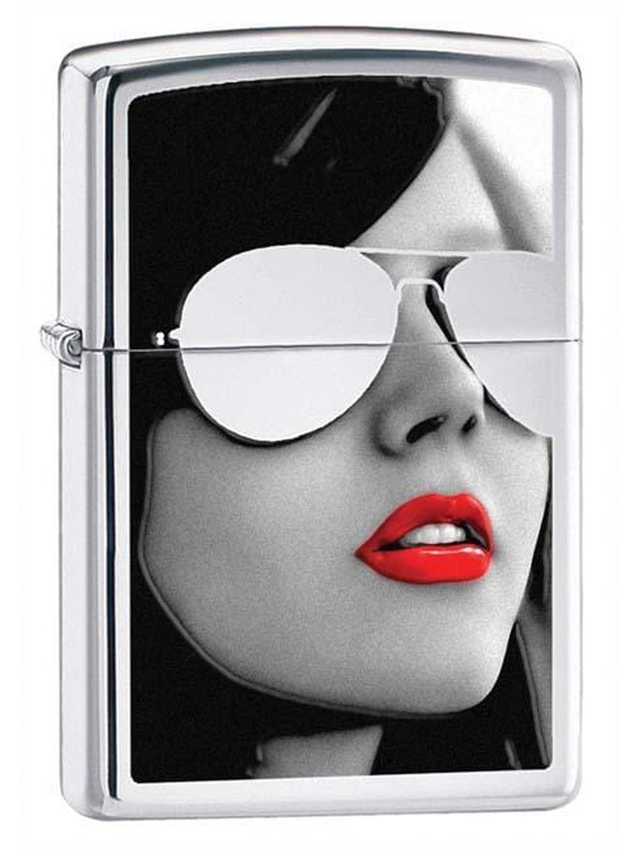 Zippo Lighter: Woman in Sunglasses - HP Chrome 28274 (1975509024883)