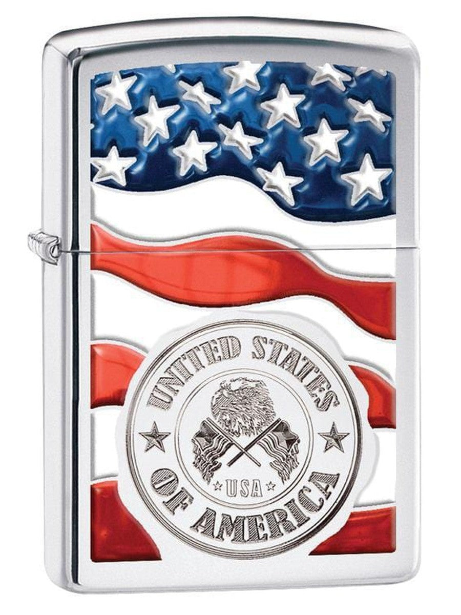 Zippo Lighter: United States of America - High Polish Chrome 29395 (1975537533043)