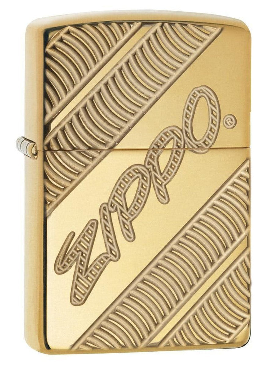 Zippo Lighter: Armor Zippo Logo - High Polish Brass 29625 - Gear Exec (1975545299059)