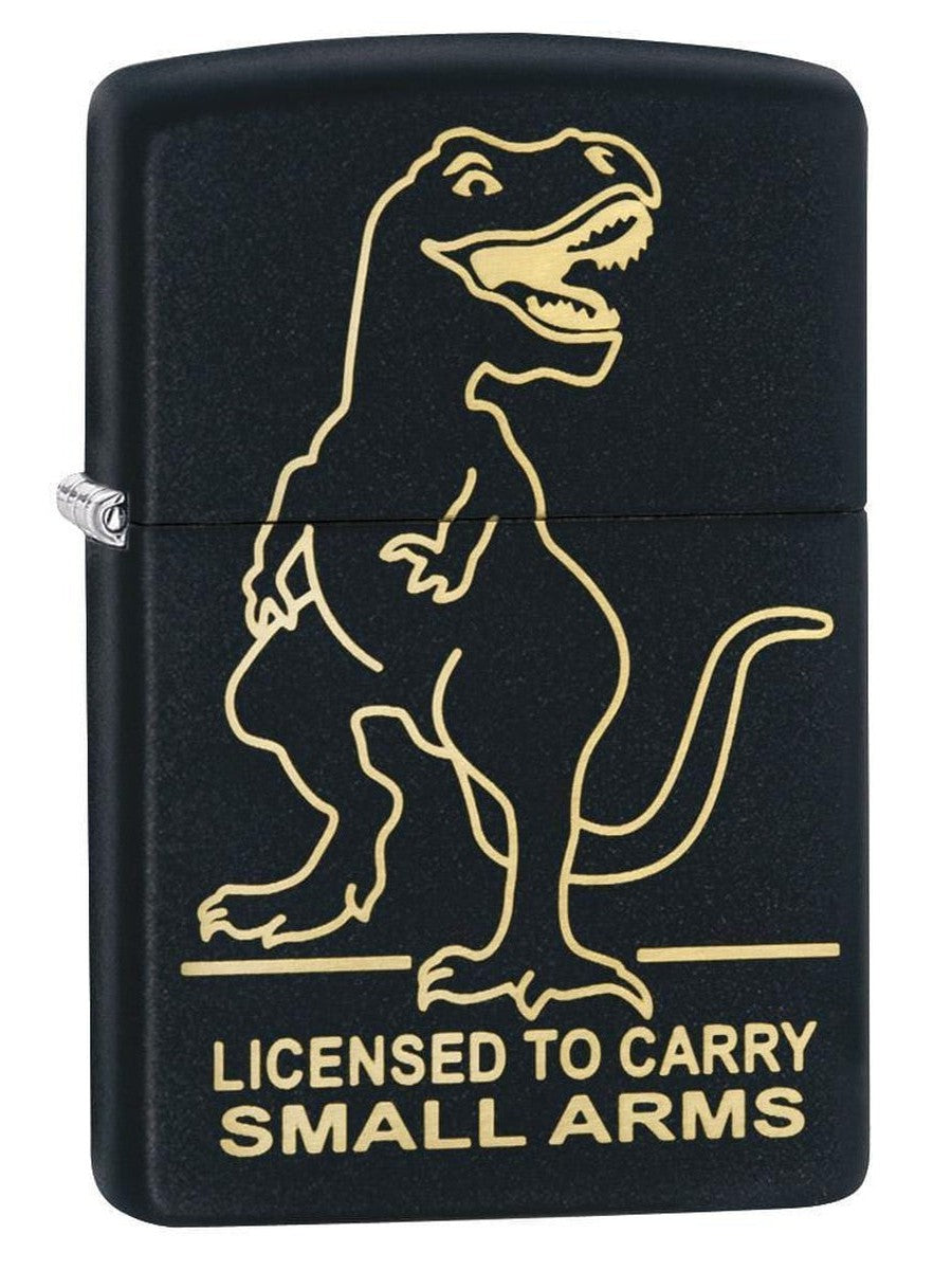 Zippo Lighter: Dinosaur, Licensed to Carry - Black Matte 29629 - Gear Exec (1975545364595)