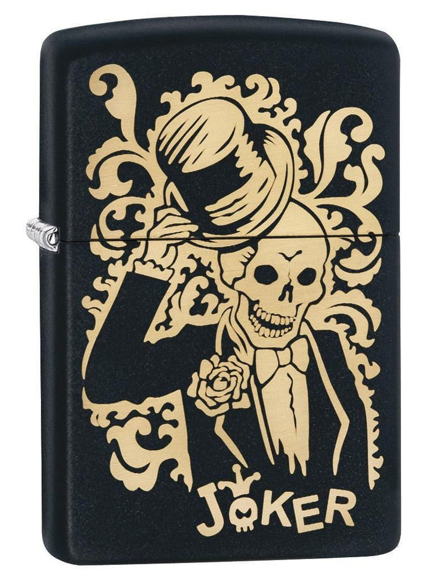 Zippo Lighter: Joker in Tuxedo, Engraved - Black Matte 29632 (1975545462899)