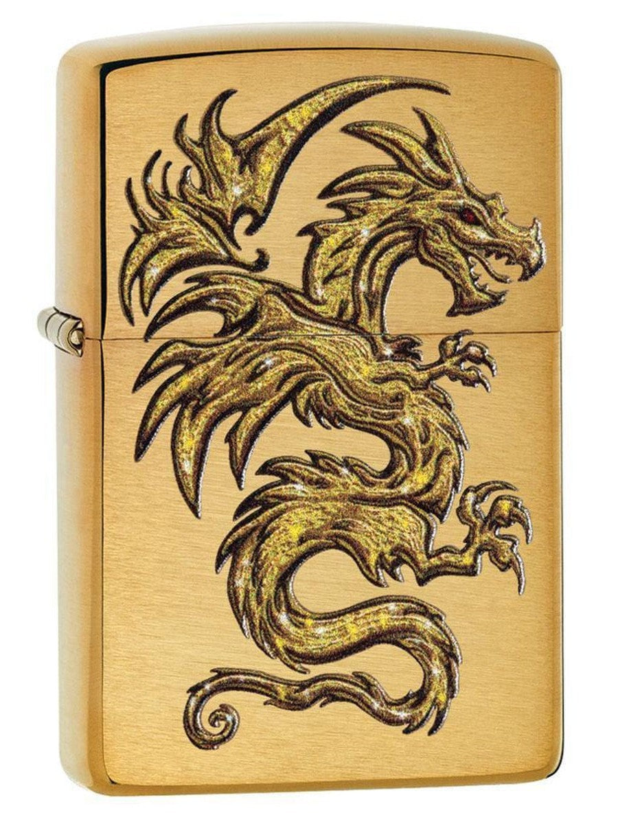 Zippo Lighter: Gold Dragon - Brushed Brass 29725 - Gear Exec (1975547691123)