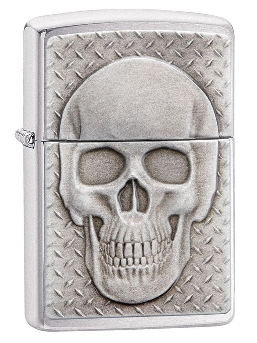 Zippo Lighter: Skull with Brain Surprise Emblem - Brushed Chrome 29818 (1975548346483)