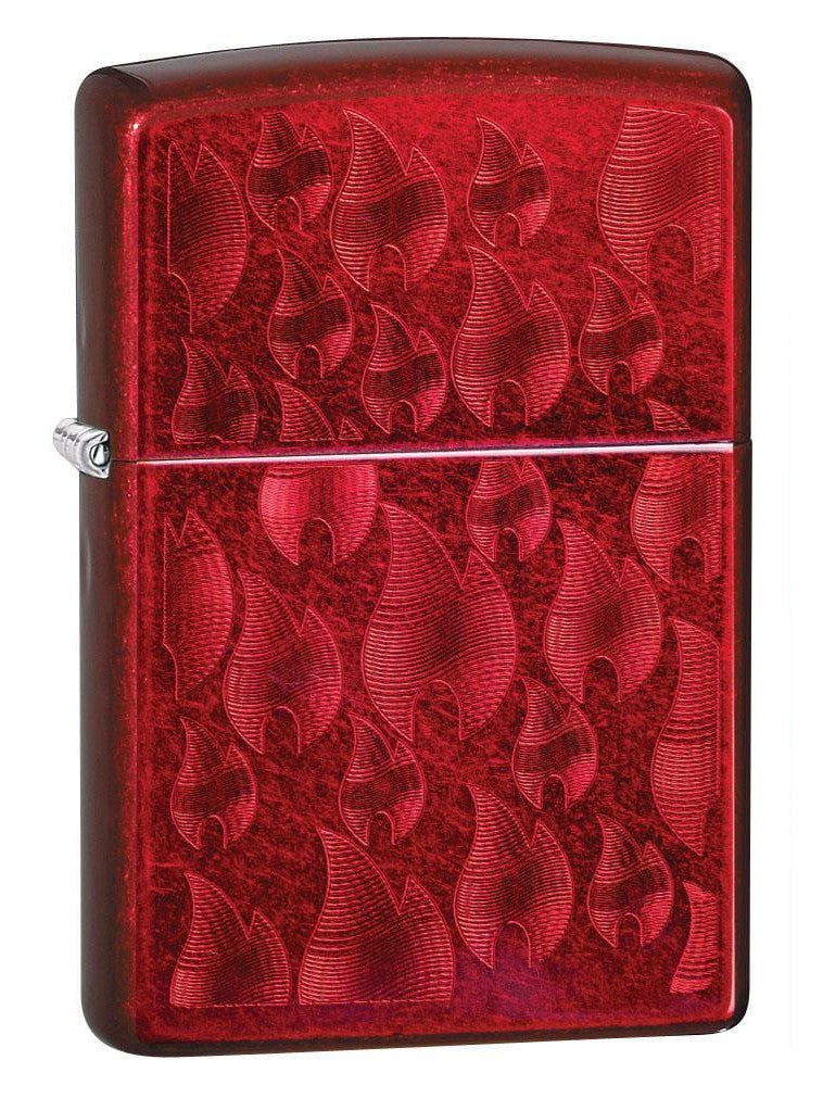 Zippo Lighter: Iced Carbon Fiber Zippo Logos - Candy Apple Red 29824 - Gear Exec (1999365865587)