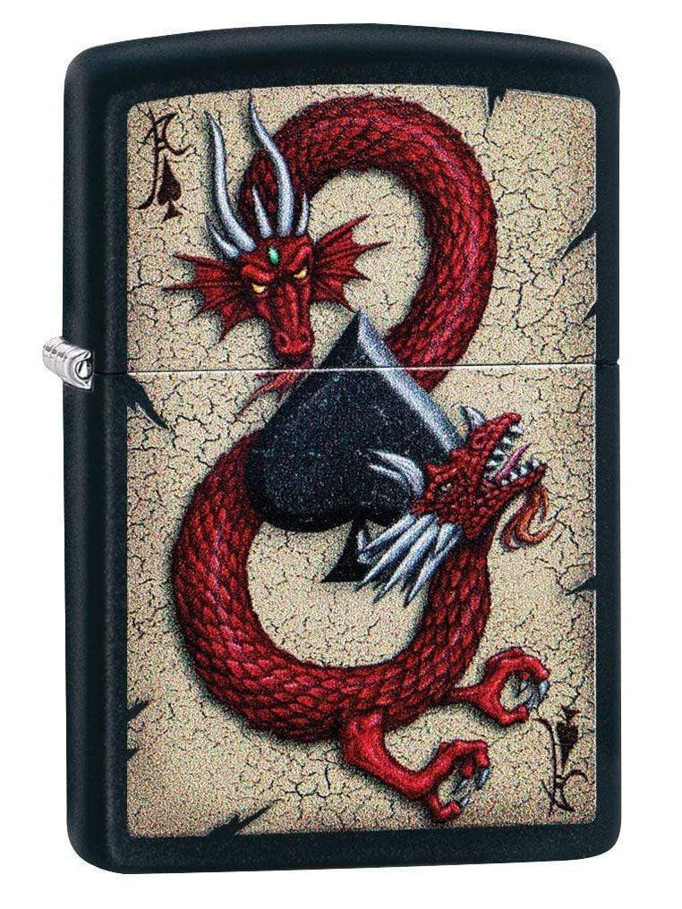 Zippo Lighter: Dragon and Ace of Spades - Black Matte 29840 - Gear Exec (1999366455411)