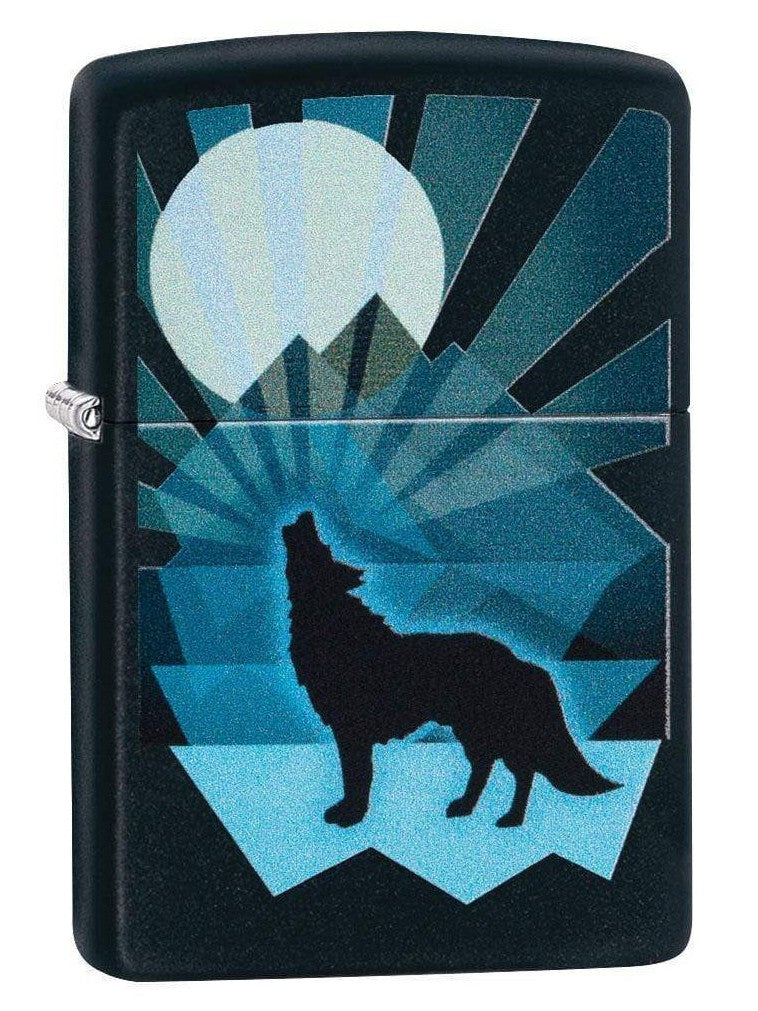 Zippo Lighter: Wolf and Moon - Black Matte 29864 (1999367012467)