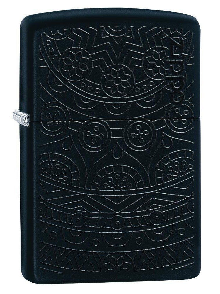 Zippo Lighter: Tone on Tone Design - Black Matte 29989 (2059591516275)