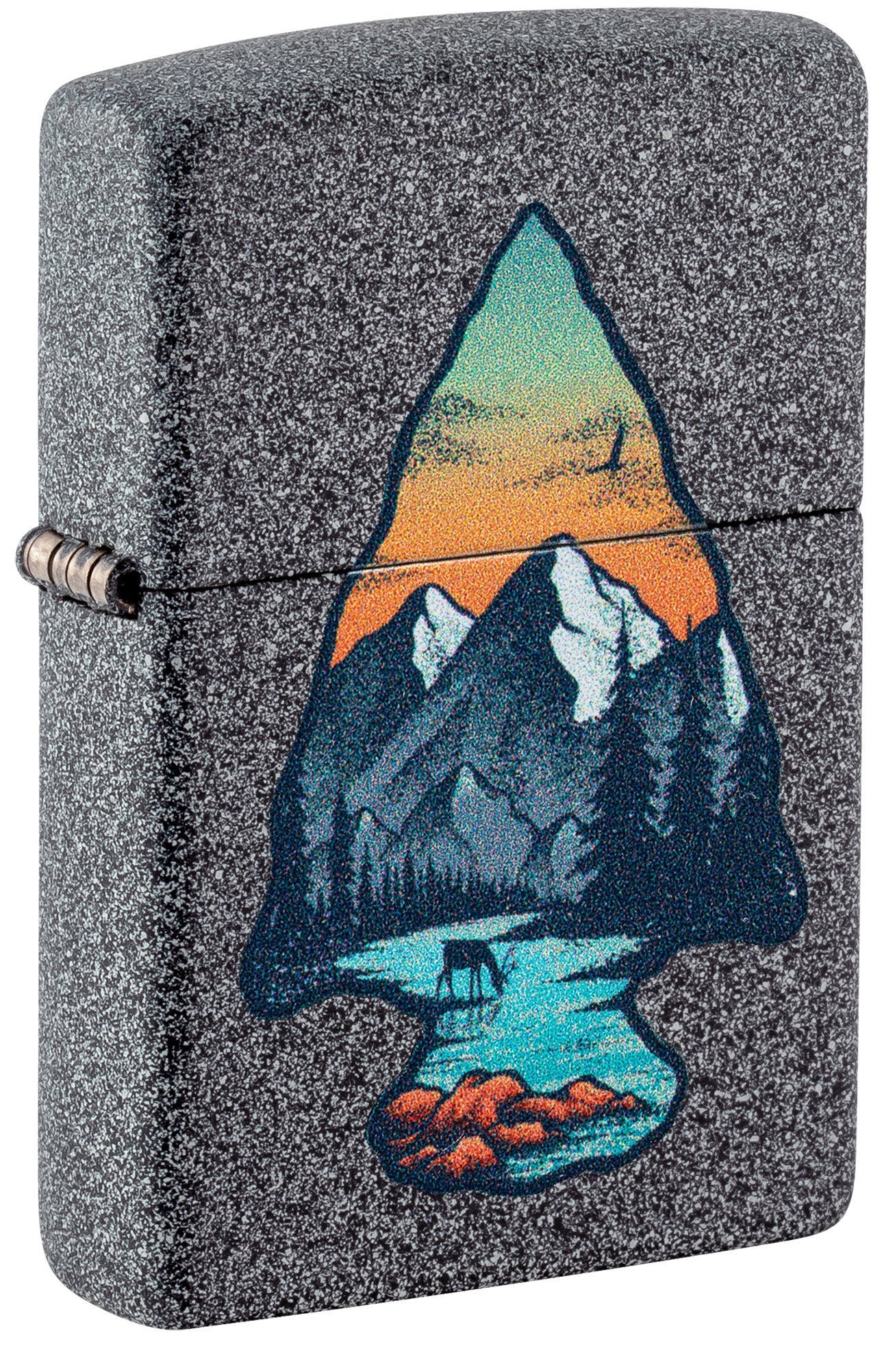 Zippo Lighter: Arrowhead and Mountain Scene - Iron Stone 46007