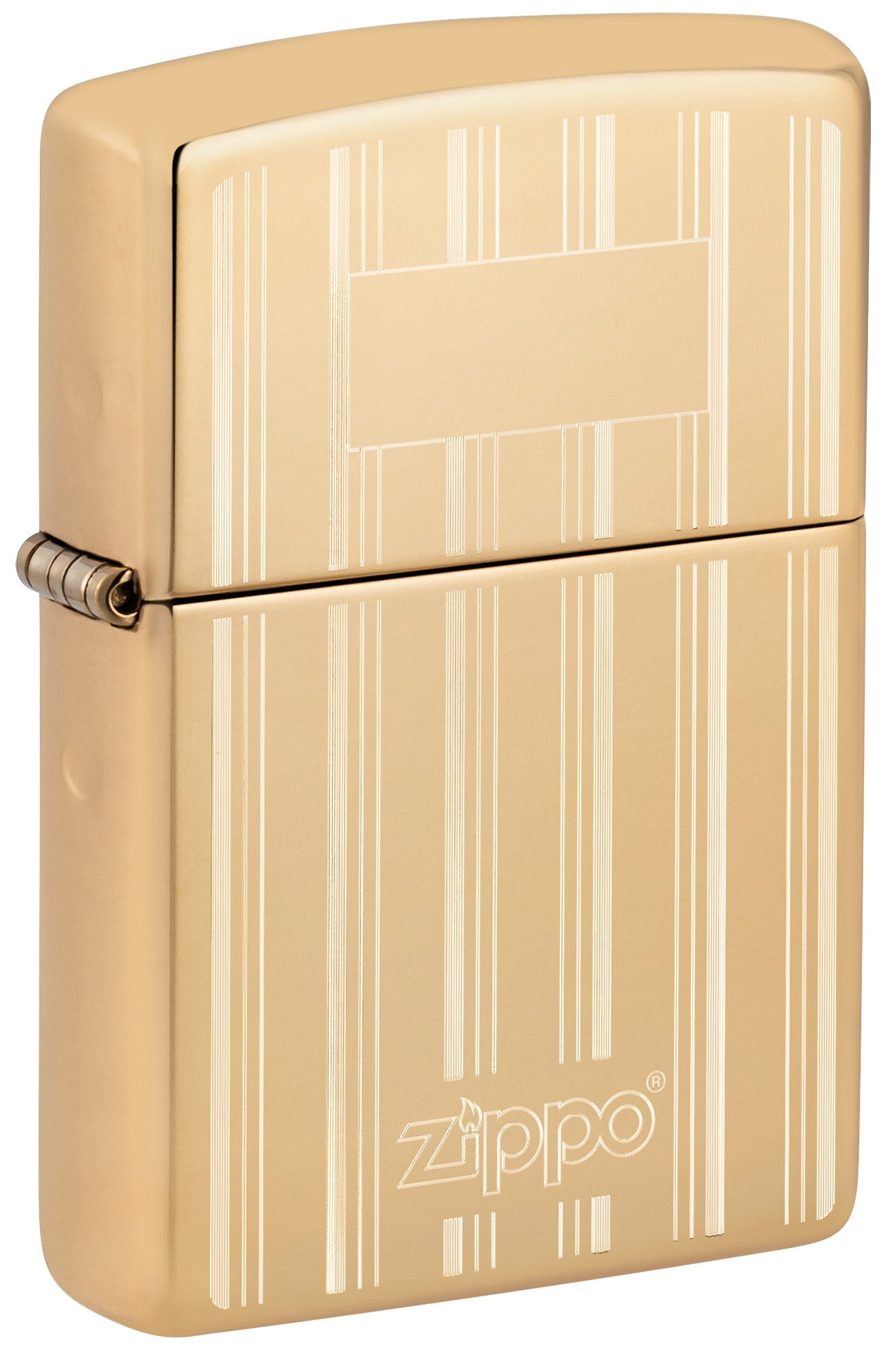 Zippo Lighter: Engraved Lines - High Polish Brass 46011