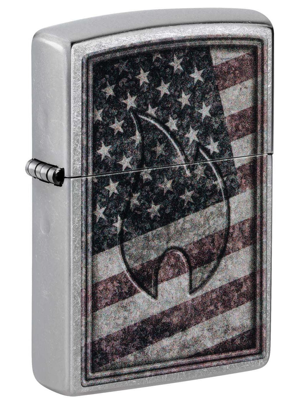 Zippo Lighter: American Flag with Flame - Street Chrome 48180