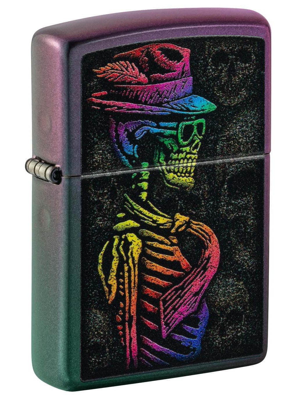 Zippo Lighter: Skeleton with Hat - Iridescent 48192