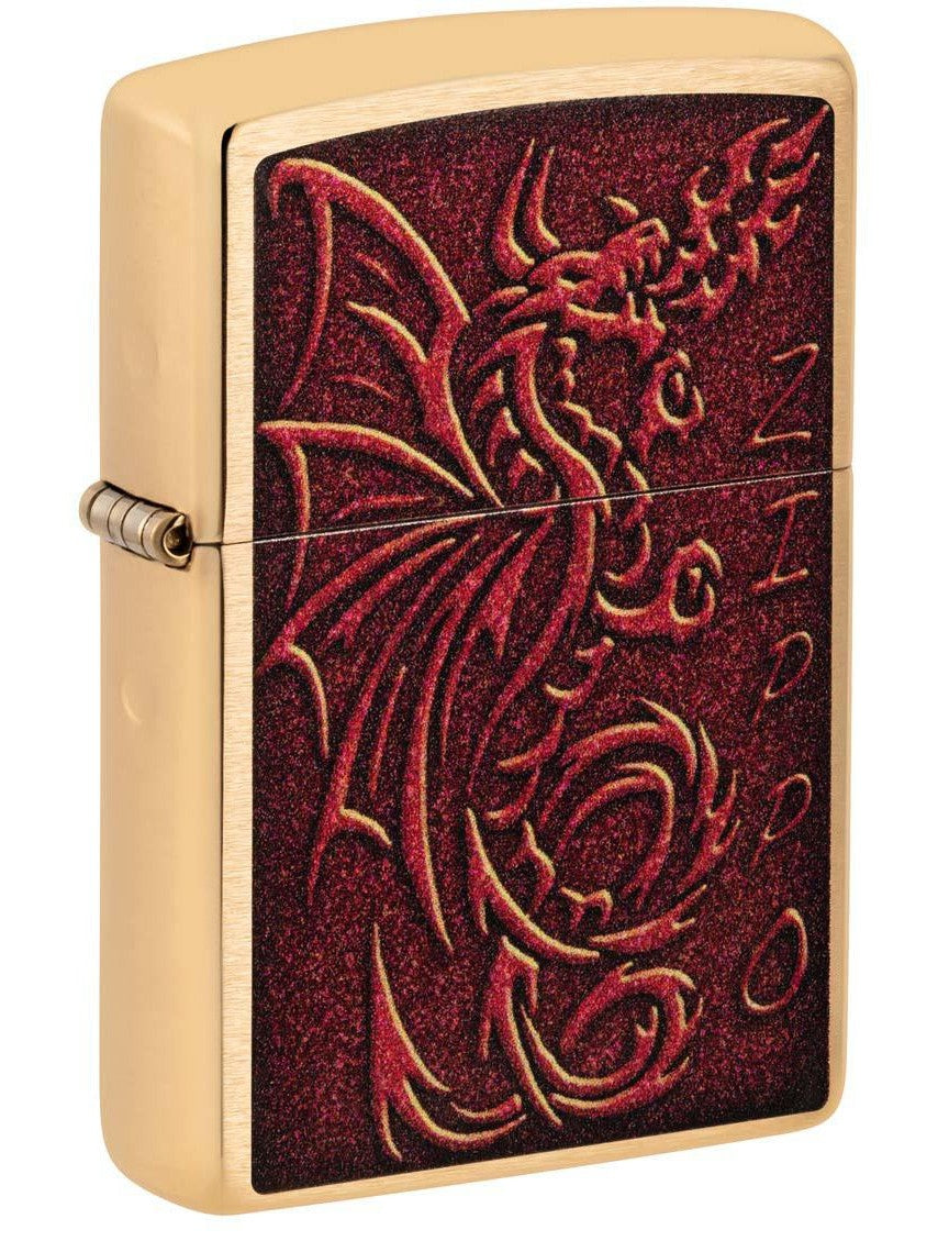 Zippo Lighter: Medieval Mythological Design - Brushed Brass 48362
