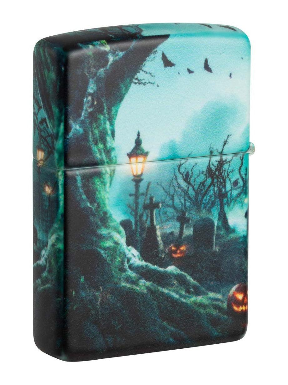 Zippo Lighter: Halloween Graveyard, 540 Color - Matte 48389
