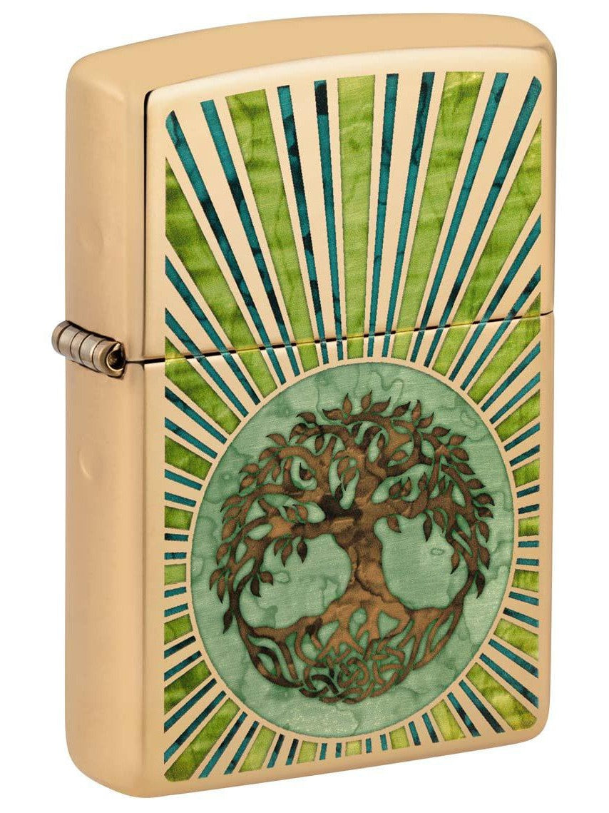 Zippo Lighter: Fusion Tree of Life - High Polish Brass 48391