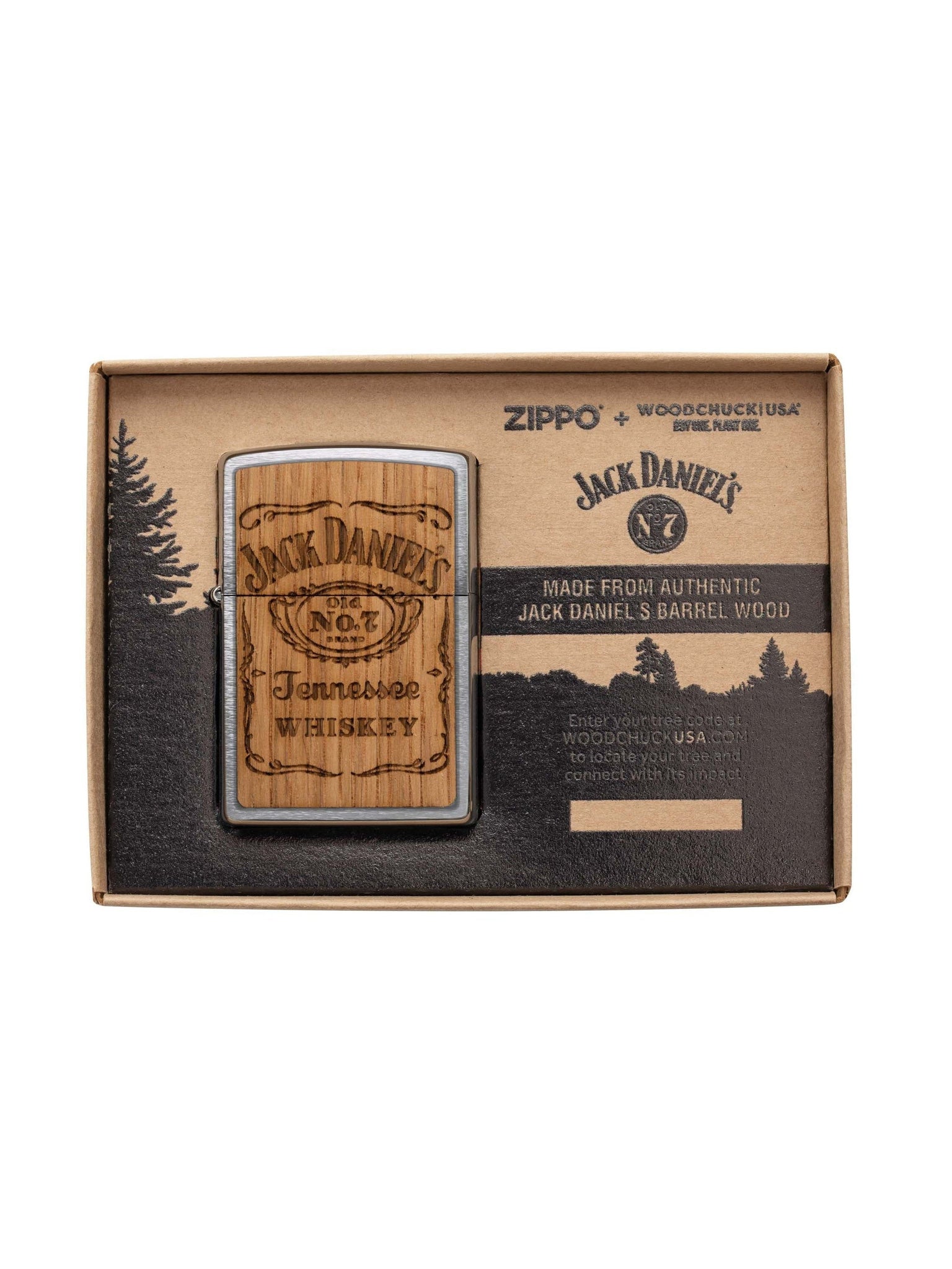 Zippo Lighter: Woodchuck Jack Daniel's - Brushed Chrome 48392