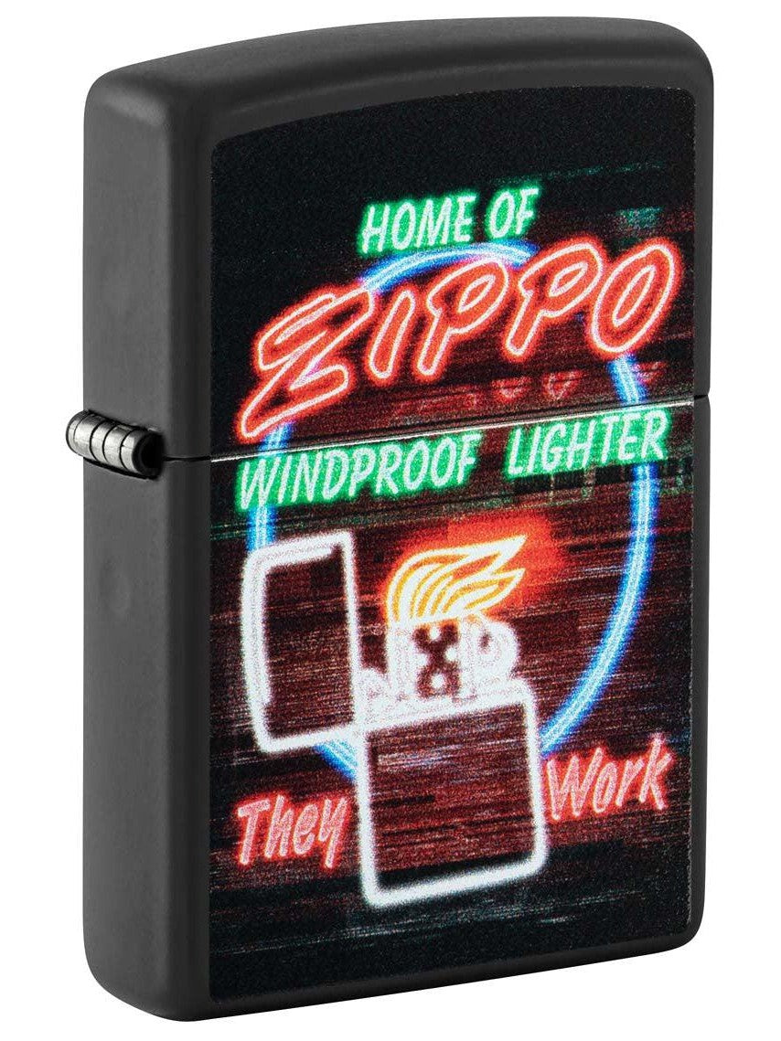 Zippo Lighter: Zippo Neon Sign - Black Matte 48455