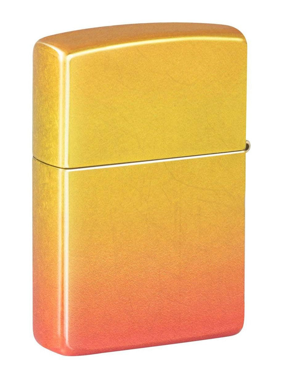 Zippo Lighter: Ombre Orange Yellow, 540 Fusion - Tumbled Brass 48512