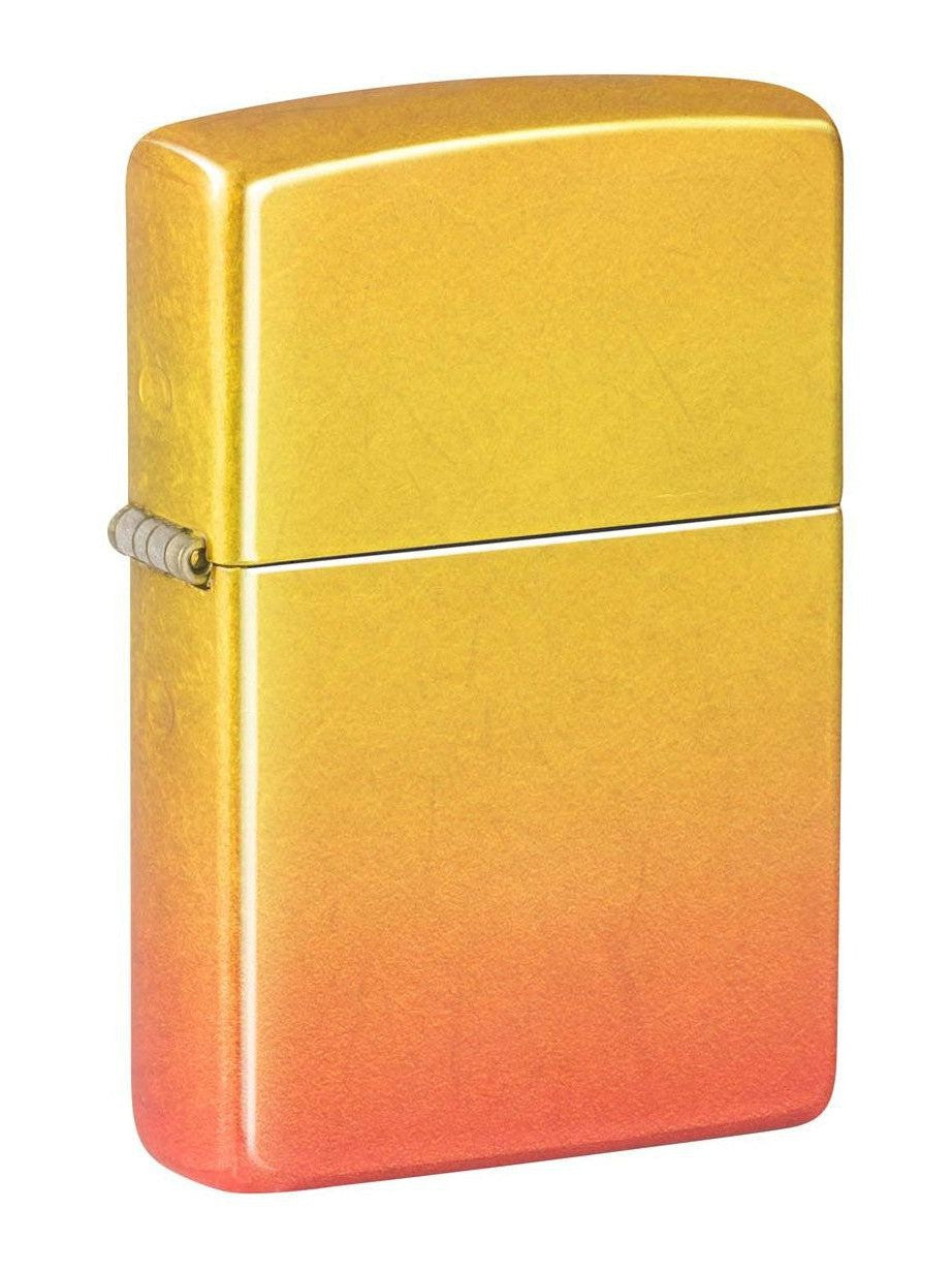 Zippo Lighter: Ombre Orange Yellow, 540 Fusion - Tumbled Brass 48512