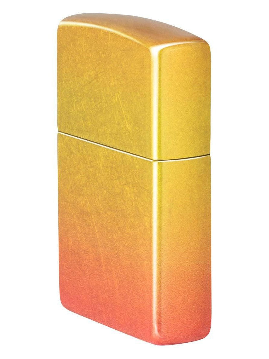 Zippo Lighter: Ombre Orange Yellow, 540 Fusion - Tumbled Brass 48512