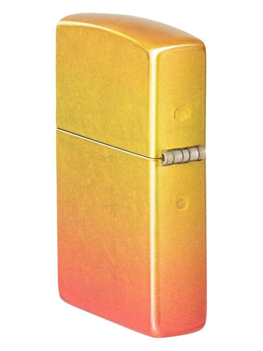 Zippo Lighter: Ombre Orange Yellow, 540 Fusion - Tumbled Brass 48512