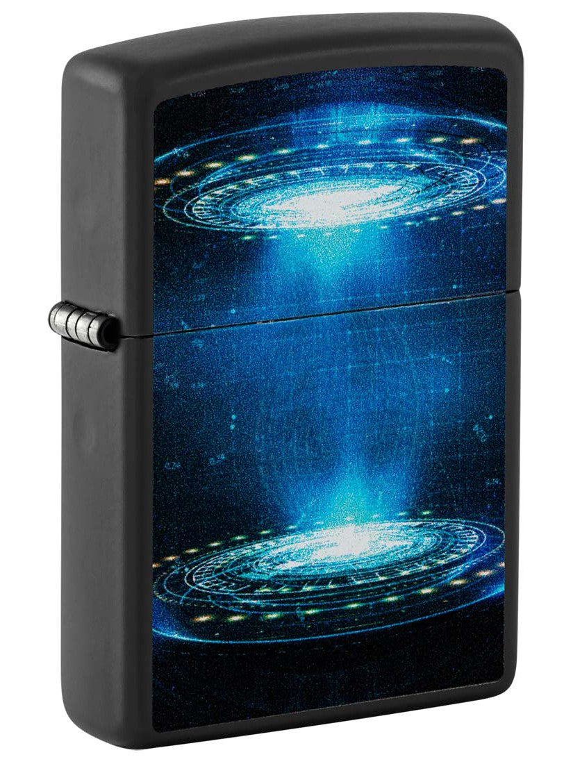 Zippo Lighter: UFO Flame, Black Light - Black Matte 48514