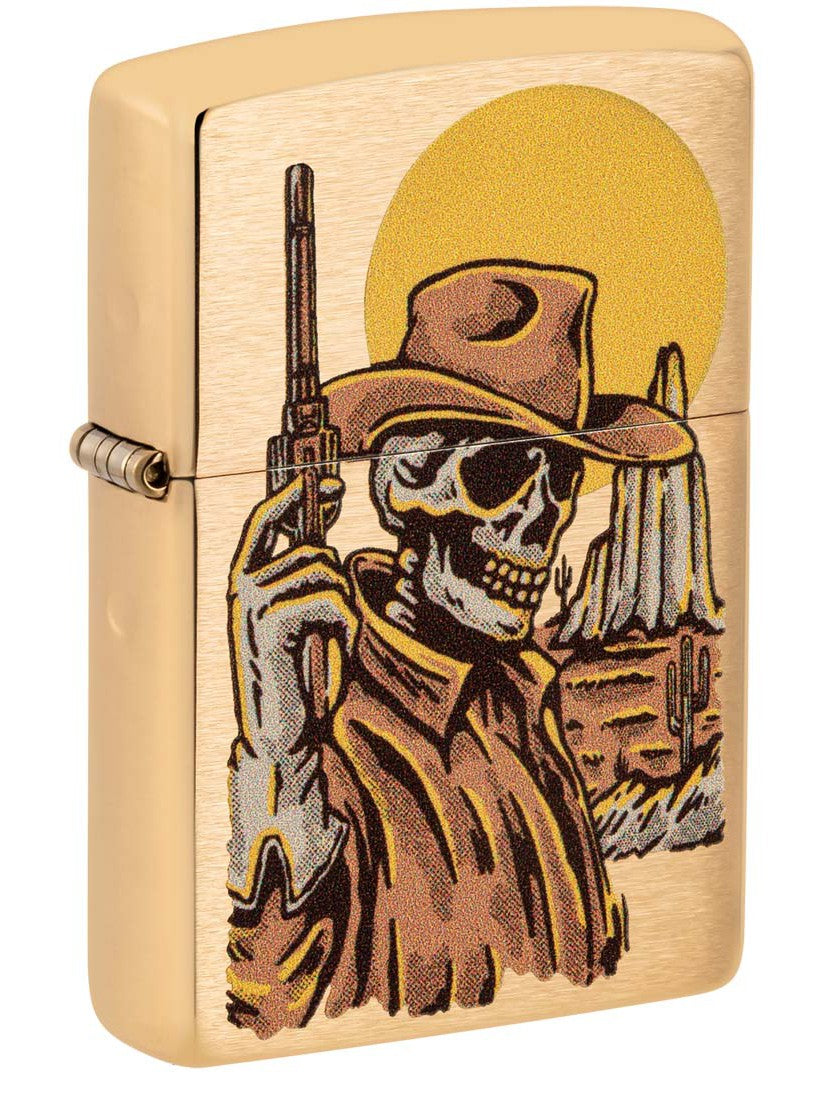 Zippo Lighter: Wild West Skeleton - Brushed Brass 48519