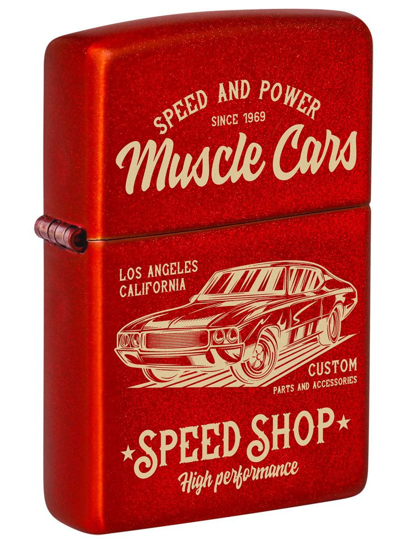 Zippo Lighter: Muscle Car Design - Metallic Red 48523